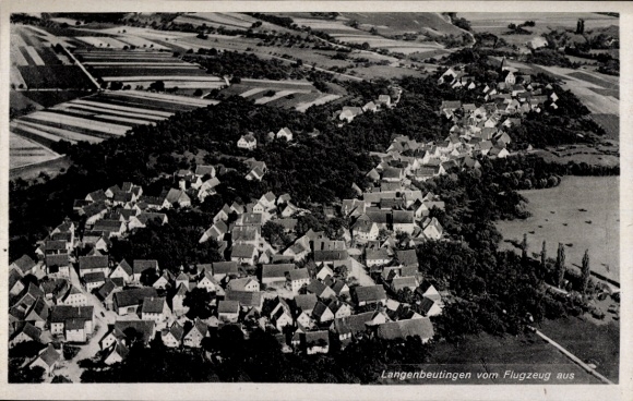 Postcard Langenbeutingen Langenbrettach in Würtemberg, aerial photograph