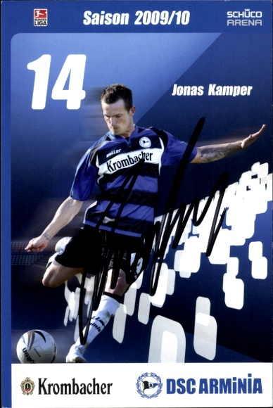 Autograph card footballer Jonas Kamper, DSC Arminia Bielefeld, autograph