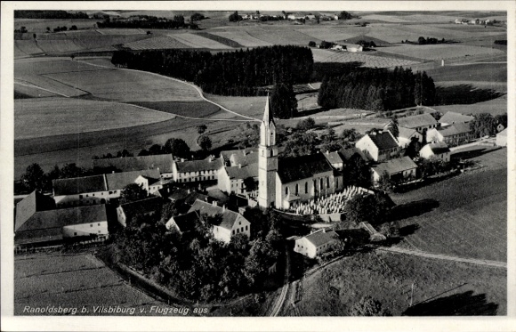 Postcard Ranoldsberg Buchbach in Upper Bavaria, aerial photograph