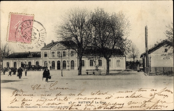Postcard Autun Saône et Loire, La Gare