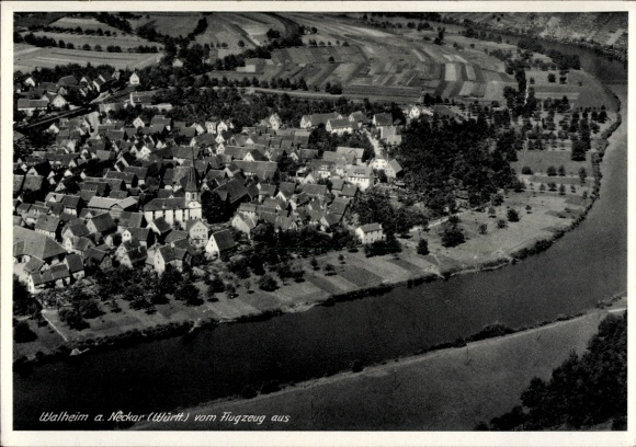 Postcard Walheim am Neckar Württemberg, aerial photograph