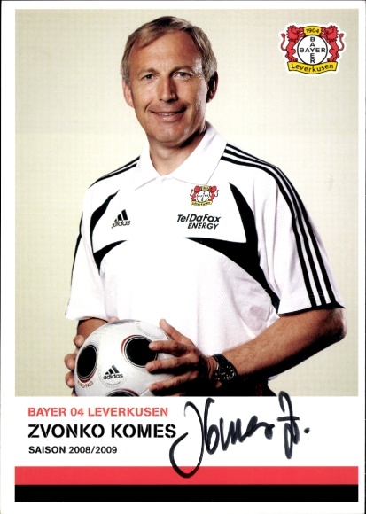 Autogrammkarte Athletiktrainer Zvonko Komes, Bayer 04 Leverkusen, Autogramm