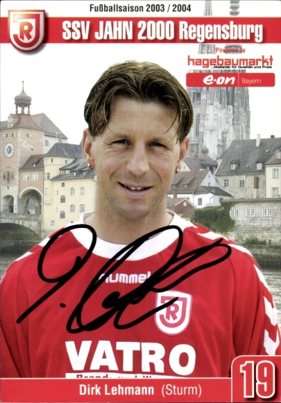 Autograph card footballer Dirk Lehmann, SSV Jahn Regensburg, autograph