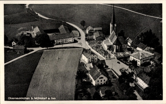 Ak Oberneukirchen in Oberbayerrn, Luftaufnahme