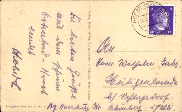 Postcard Niechorze Ostseebad Horst Pommern, high bank with lighthouse