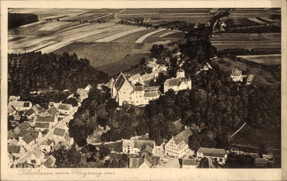 Postcard Illertissen in Swabia, aerial photograph