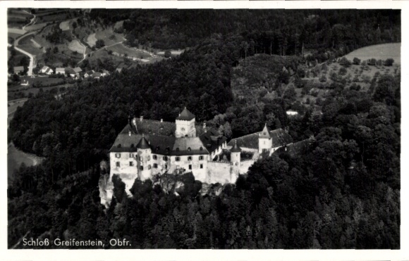 Ansichtkaart Heiligenstadt in Opper-Franken, kasteel Greifenstein, luchtfoto