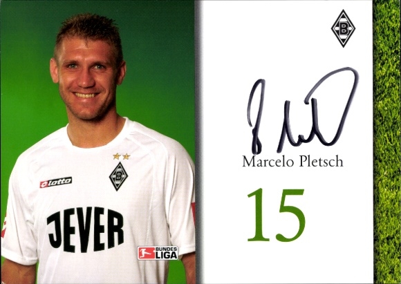 Autogrammkarte Fußballer Marcelo Pletsch, Borussia Mönchengladbach, Autogramm