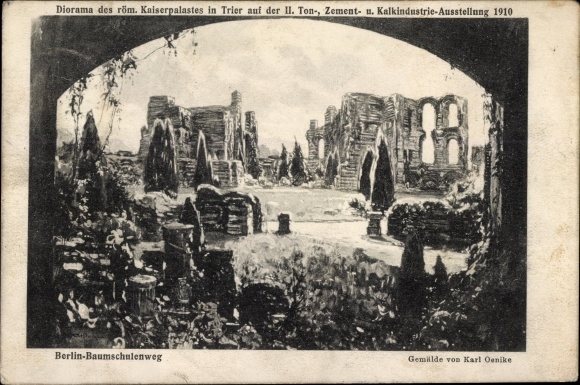 Artist PC Oenike, K., Berlin Treptow Baumschulenweg, diorama of the Roman imperial palace in Trier