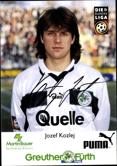 Autograph card footballer Jozef Kozlej, SpVgg Greuther Fürth, autograph