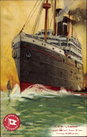 Künstler Litho Cassiens, H., Dampfer TSS Lapland, Red Star Line