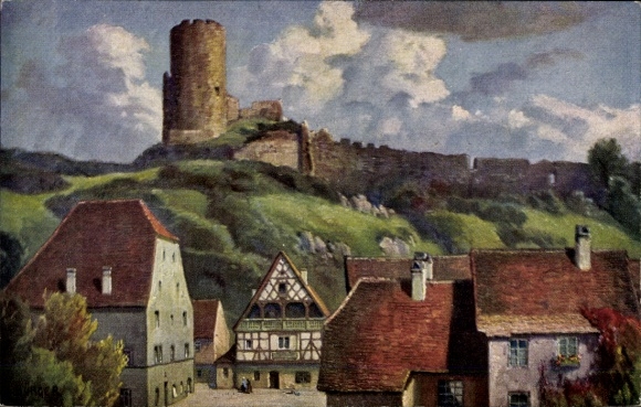 Artist Postcard Bürger, W., Kaysersberg Kaysersberg Alsace Haut Rhin, view of the castle