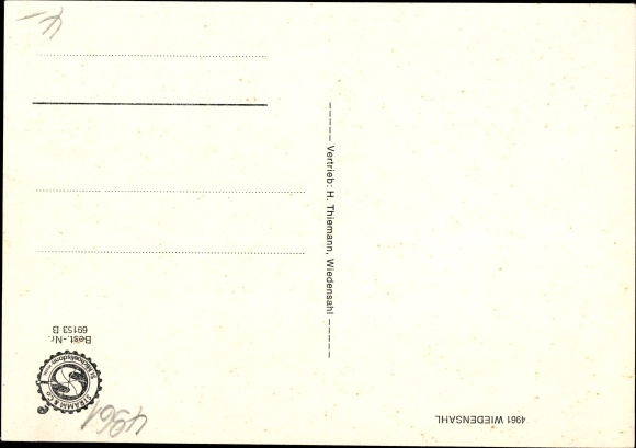 Postcard Wiedensahl in the Schaumburger Land, church, cemetery