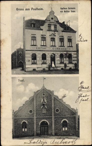 Postcard Poulheim Pulheim North Rhine Westphalia, Inn Germania, Hall