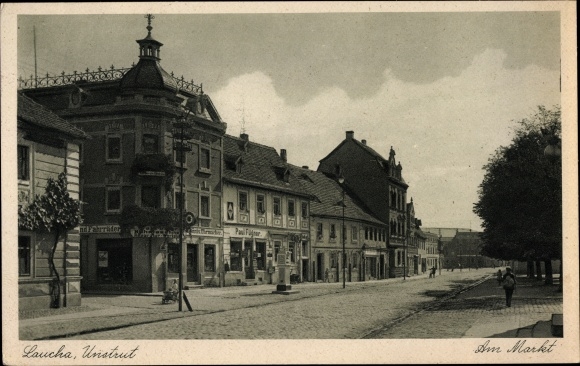 Ak Laucha an der Unstrut, Markt, Geschäft