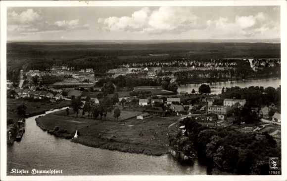 Postcard Himmelpfort Fürstenberg an der Havel, aerial photograph, river