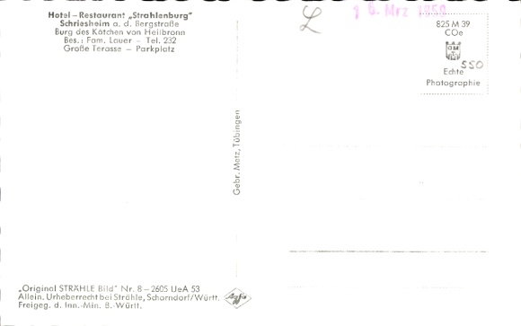 Ak Schriesheim an der Bergstraße, luchtfoto, Restaurant Strahlenburg
