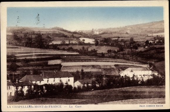 Postcard La Chapelle du Mont de France Saône et Loire, The Station