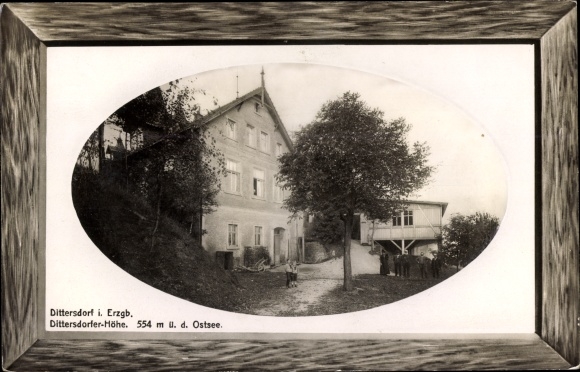 Passepartout embossed PC Dittersdorf Amtsberg in the Ore Mountains, Dittersdorfer height, inn
