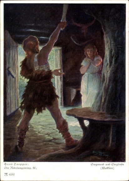 Artist Postcard Toepper, Hans, The Nibelungenring IV, Siegmund and Sieglinde, Valkyrie, Ackermann 6192