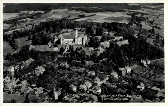 Postcard Kronach in Upper Franconia, Veste Rosenberg, aerial photograph
