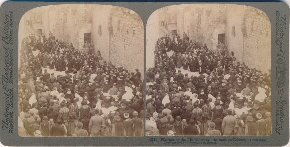 Judaica Stereo Photo Jerusalem Israel, Way to the Place of the Skull, Calvary, Via Dolorosa