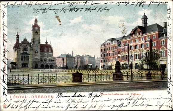 Ansichtkaart Dresden Löbtau, Plauensche Straße, stadhuis