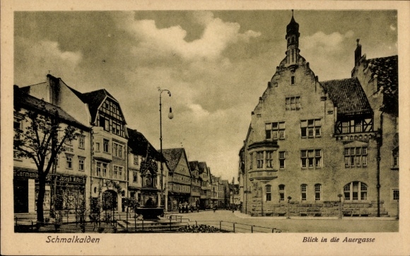 Postcard Schmalkalden in the Thuringian Forest, city view, Auergasse, architecture