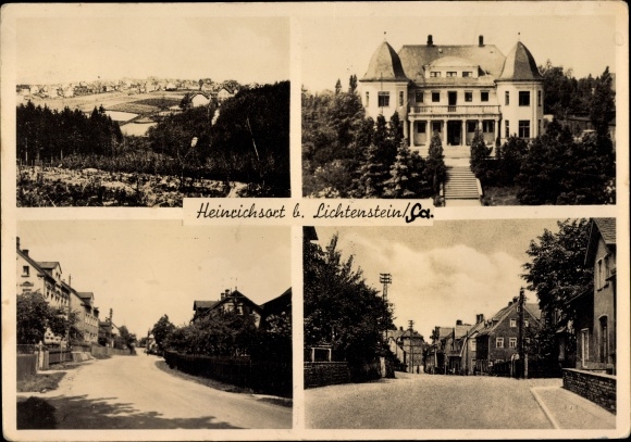Ansichtkaart Heinrichsort Lichtenstein in Saksen, panorama, kasteel