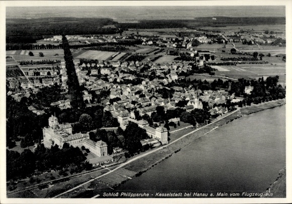Ak Hanau am Main, Fliegeraufnahme, Schloss Philippsruhe, Kesselstadt