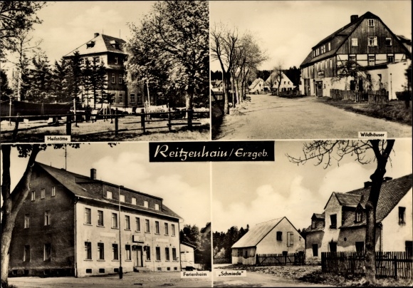 Ak Reitzenhain Marienberg in het Ertsgebergte, sanatorium, wilde huizen, vakantiehuis, smederij