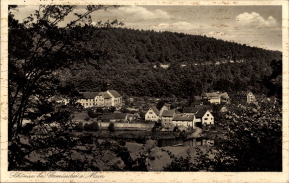 Postcard Schönau Gemünden am Main, partial view of the town