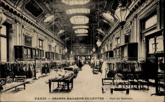 Ansichtkaart Parijs IV, Grands Magasins du Louvre, Hall du Manteau