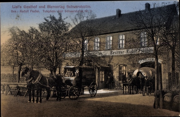 Postcard Schwarzkollm Hoyerswerda in Upper Lusatia, List&#39;s inn and beer publishing house