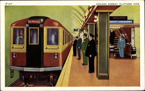 Postcard Chicago Illinois USA, U Bahn, Subway in the Downtown area
