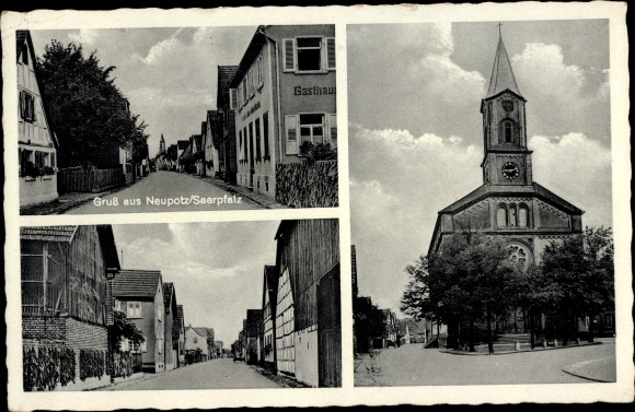 PC Neupotz in der Pfalz, church, inn, street section