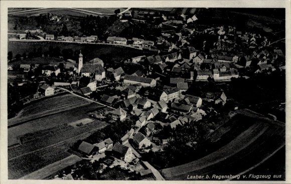 Postcard Laaber Pilsach in the Upper Palatinate, aerial view of Laaber, houses, church, rural surroundings