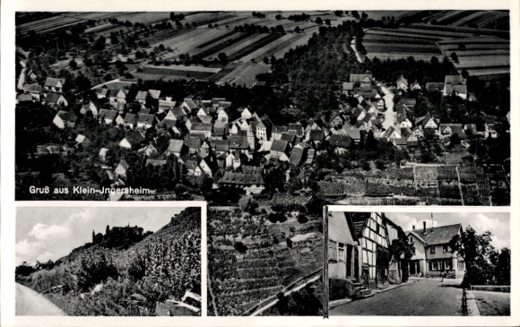 Postcard Kleiningersheim Ingersheim am Neckar, aerial photograph, detailed views
