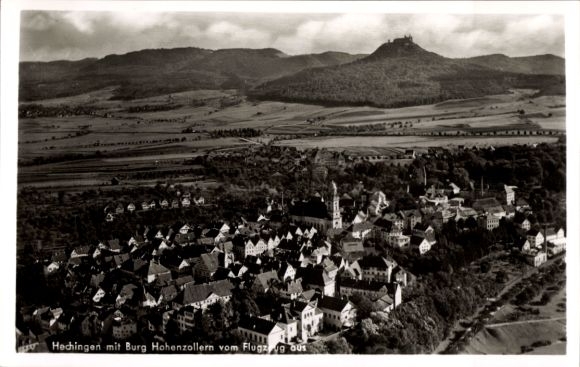 Postcard Hechingen in the Zollernalb district, Hohenzollern Castle, aerial photograph