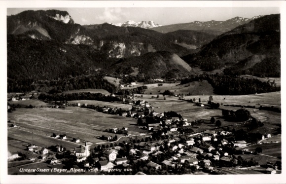 Postcard Unterwössen in Upper Bavaria, aerial photograph