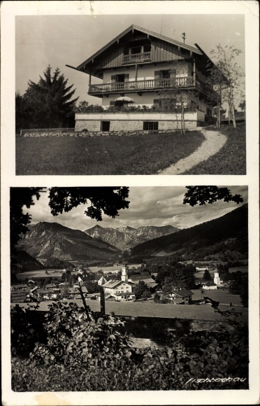 Postcard Fischbachau Leitzach Upper Bavaria, total view of the place, country house
