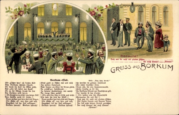 Judaika Song Postcard Nordseebad Borkum Ostfriesland, Borkum song, Jews, flat feet, anti-Jewish