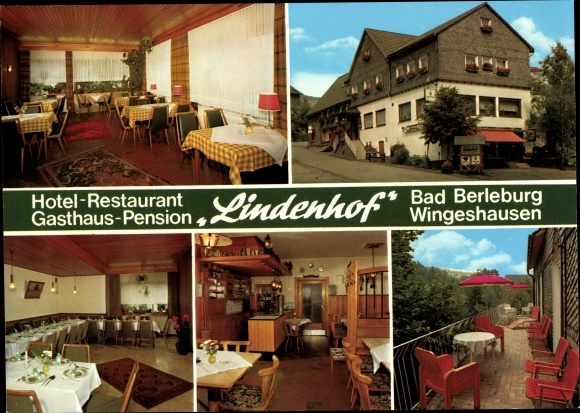 Postcard Wingeshausen Bad Berleburg in Westphalia, Hotel Restaurant Inn Pension Lindenhof