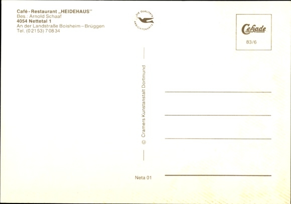 Postcard Nettetal am Niederrhein, Café Restaurant Heidehaus, guest room