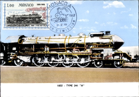Maximum Postcard Monegasque Railway, Type 241 A, 1932