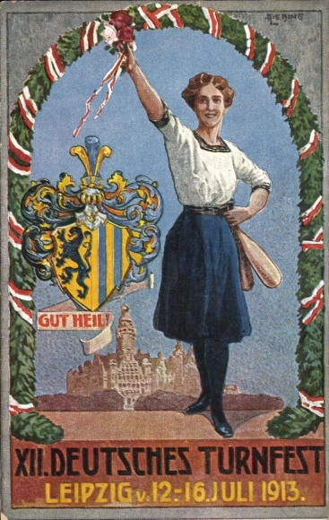 Coat of arms of Leipzig in Saxony, XII German Gymnastics Festival 1913, Gut Heil