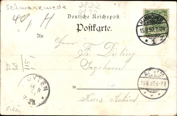 Chromo-Litho Schwanewede in Lower Saxony, Schwanenburg