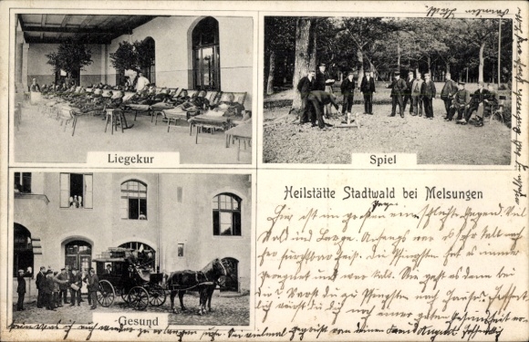 Postcard Melsungen in Hesse, Stadtwald sanatorium, rest cure, play, healthy