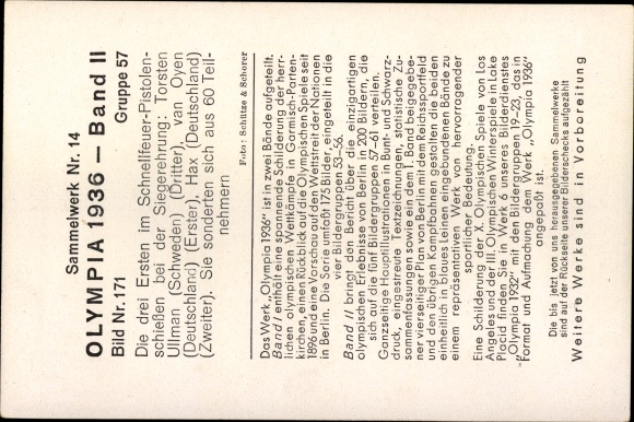 Collectieve foto Olympia 1936, snelvuurpistoolschutters bij de prijsuitreiking