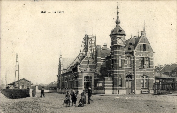 CPA Hal Brabant flamand Flandre, Gare